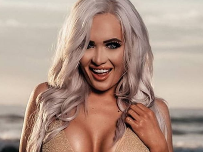 Photos: WWE star Scarlett models a swimsuit that was created by her sister-in-law